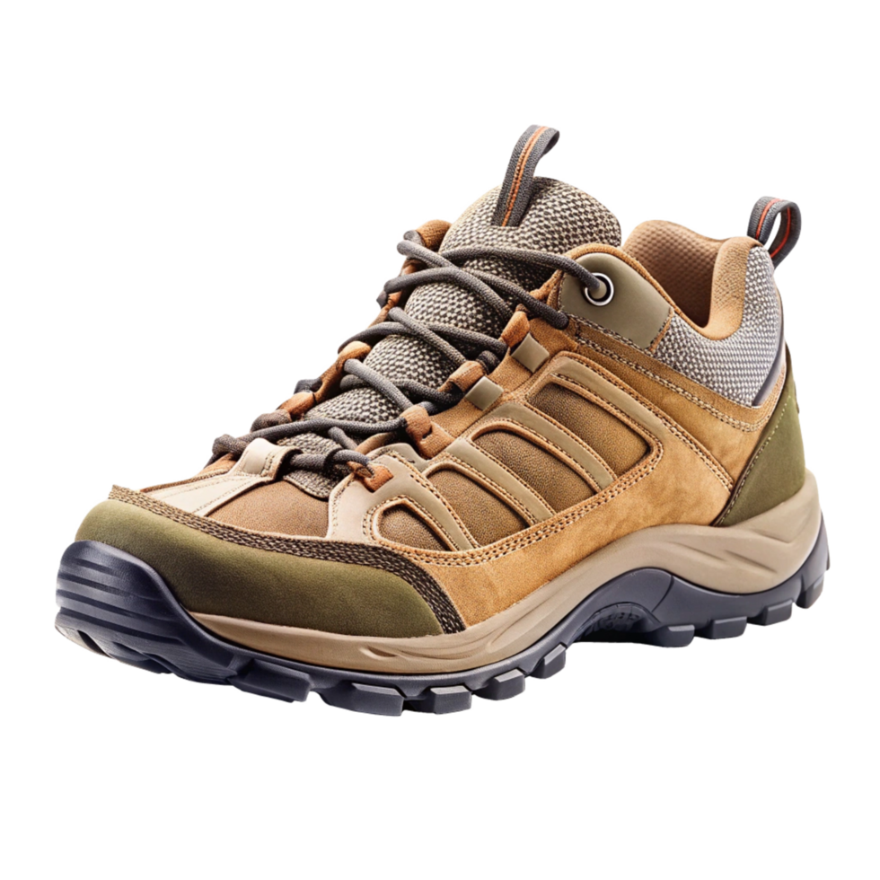Comfortable and Stylish Tan Hiking Boot for Men, Perfect for Outdoor Adventures png