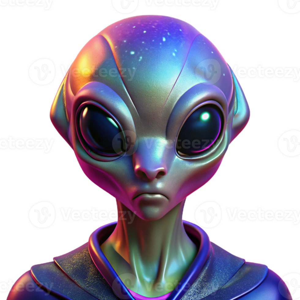 magnificent minimalist Portrait of an alien with unusual features and vibrant colors, illuminated by the otherworldly glow of a distant nebula, in a sci-fi, extraterrestrial style genuine png