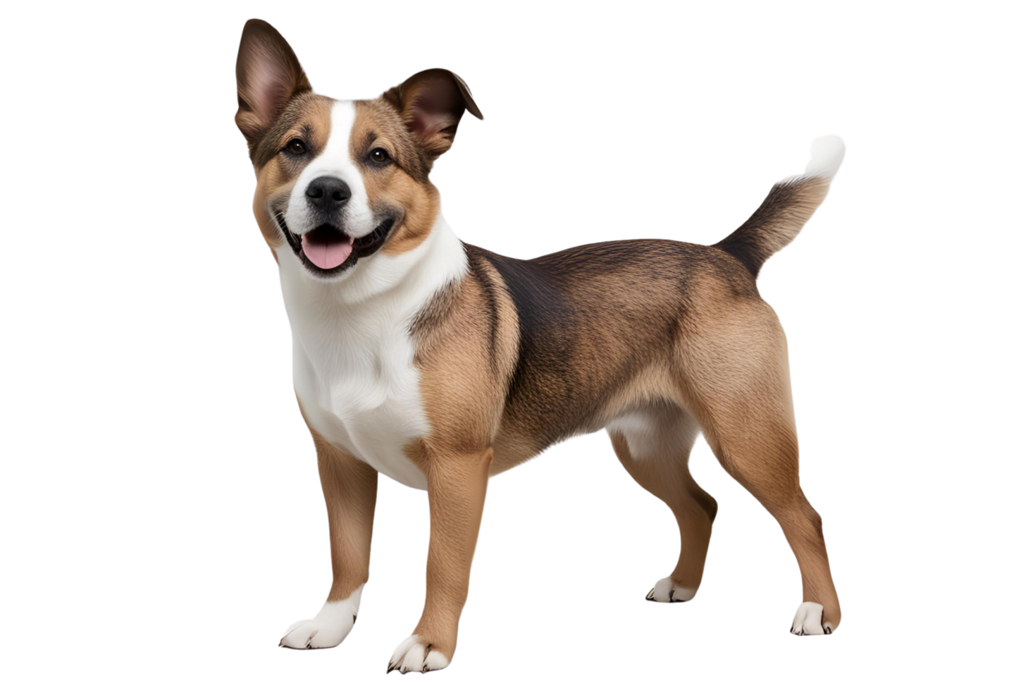 Crossbreed dog standing alone, perfectly isolated with a clear background. png