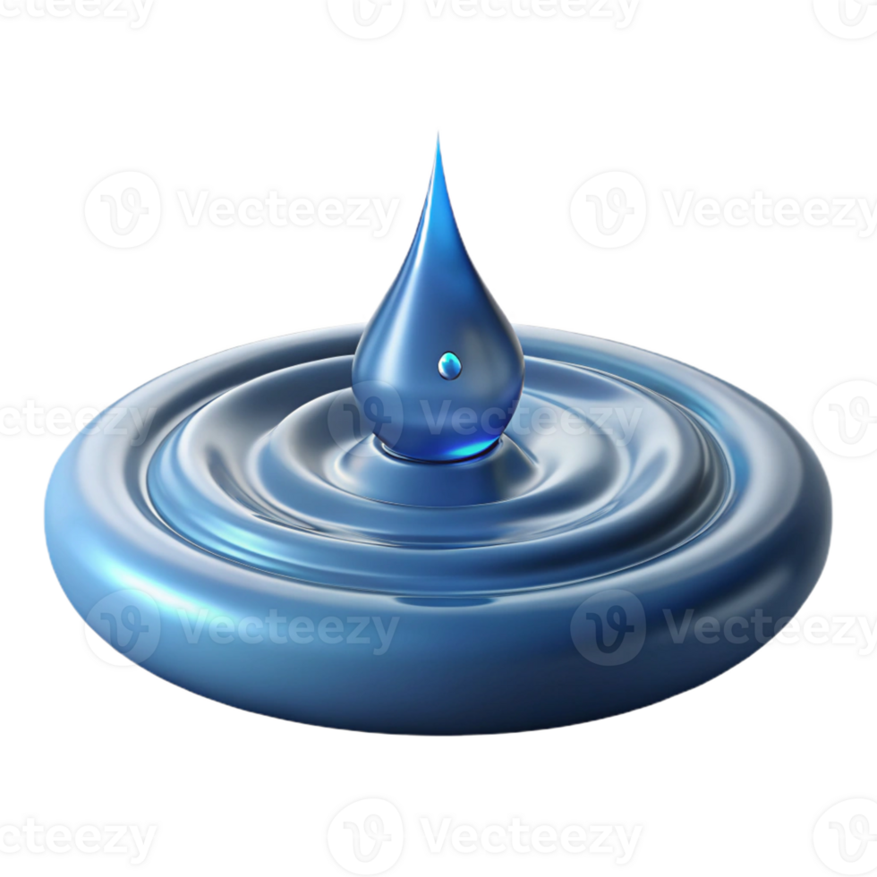 wonderful minimalist Hyperrealistic rendering of a single raindrop splashing into a still pond, creating concentric ripples, macro photography style 4K png
