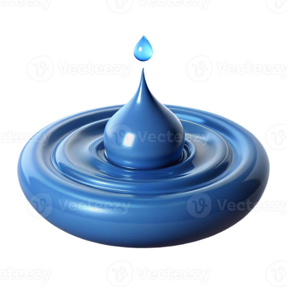 magnificent abstract Hyperrealistic rendering of a single raindrop splashing into a still pond, creating concentric ripples, macro photography style original png