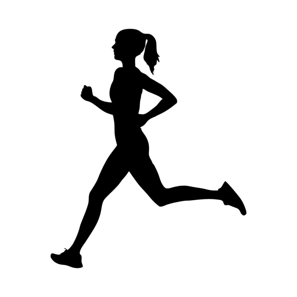 A silhouette of a woman running in the distance vector