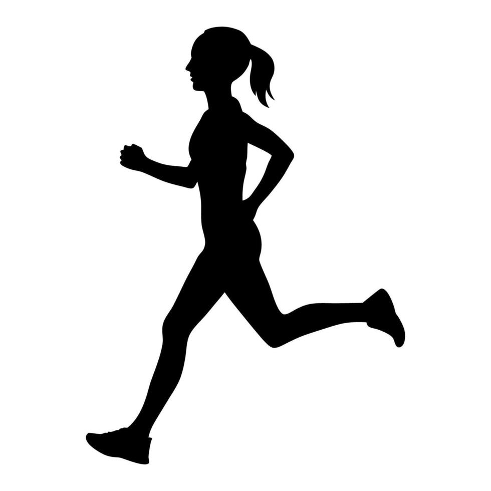 A silhouette of a woman running vector