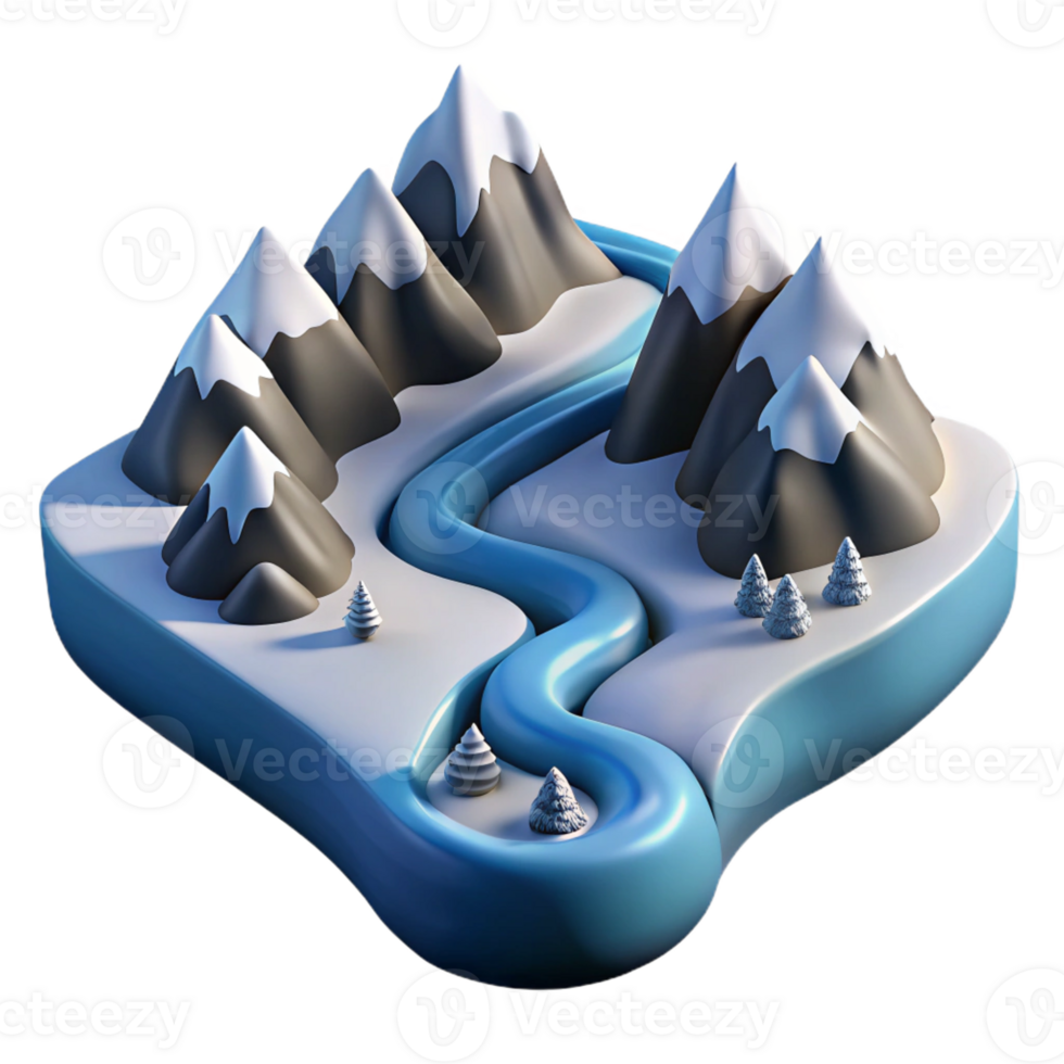 serene contemporary A Winding River Carving Its Path Through original png