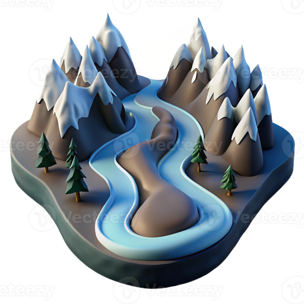 vibrant traditional A Winding River Carving Its Path Through high resolution png