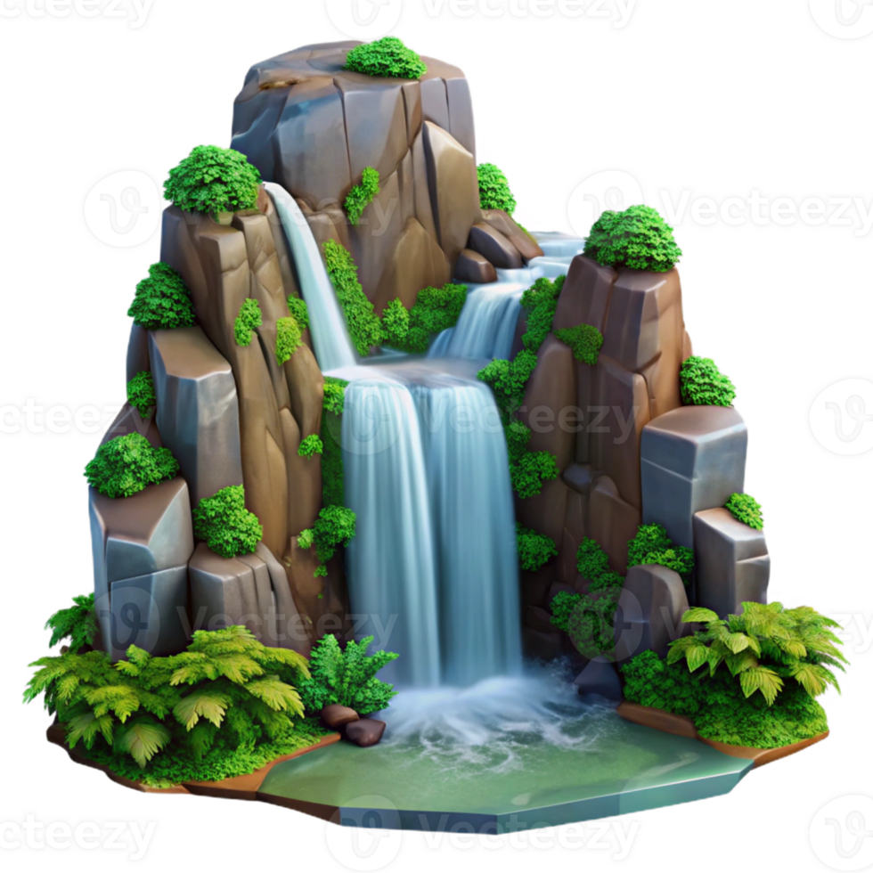 impressive vintage A Majestic Waterfall Cascading Down a professional png