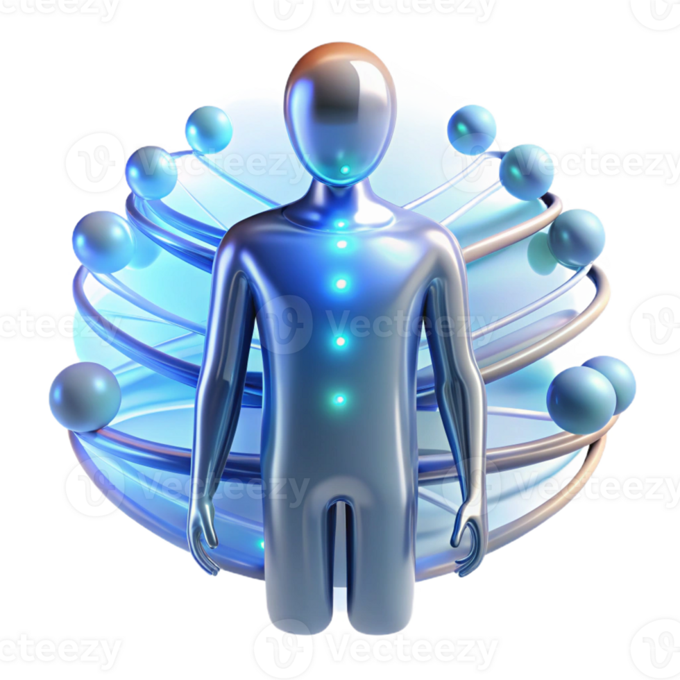 stunning creative A human silhouette merging with a digital data stream, illuminated by a bright, white light. Abstract style professional png