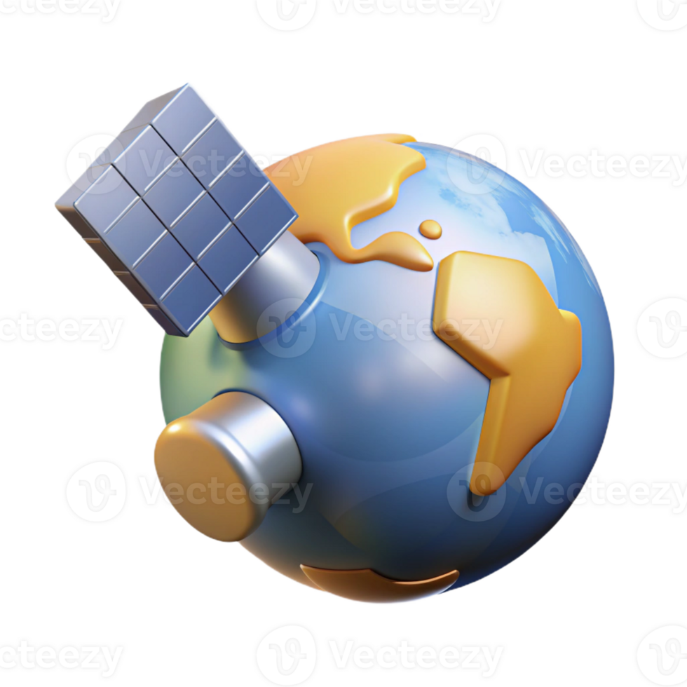 extraordinary artistic A satellite orbiting Earth, illuminated by the sun's rays. Realistic style detailed png