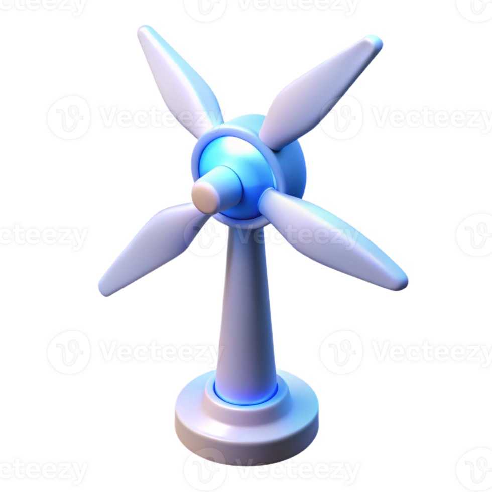 stunning modern A wind turbine generating electricity, illuminated by a soft, blue light. Environmental style premium png