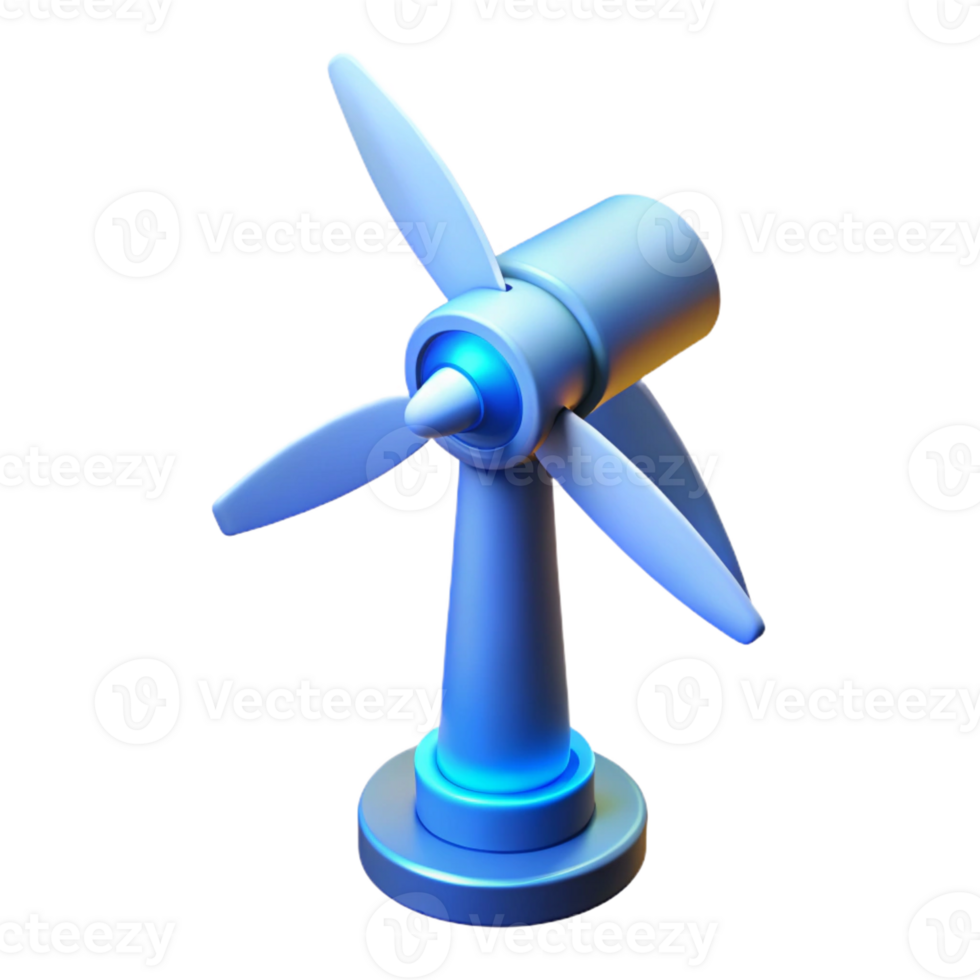 dramatic vintage A wind turbine generating electricity, illuminated by a soft, blue light. Environmental style detailed png