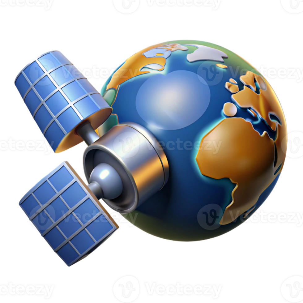 dramatic minimalist A satellite orbiting Earth, illuminated by the sun's rays. Realistic style genuine png