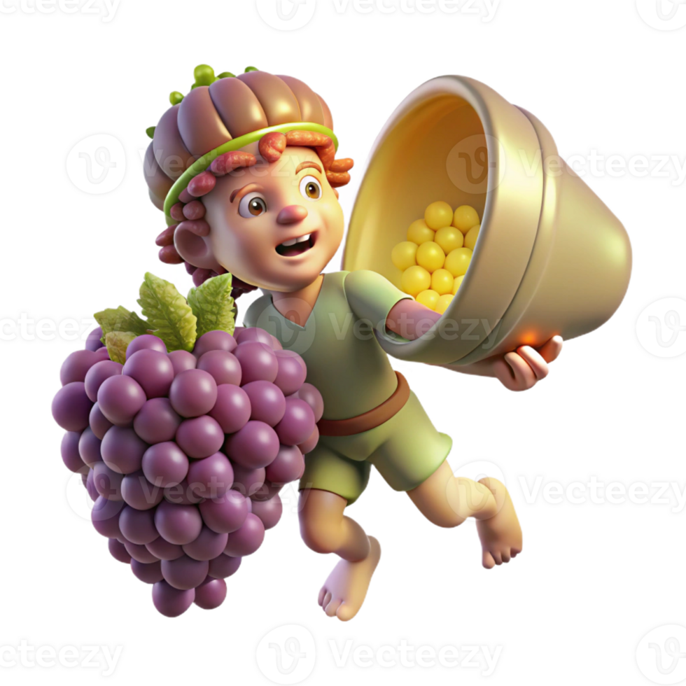 wonderful vintage A mischievous imp stealing grapes from a overflowing cornucopia, illuminated by a single ray of divine light. Renaissance style, chiaroscuro lighting 4K png