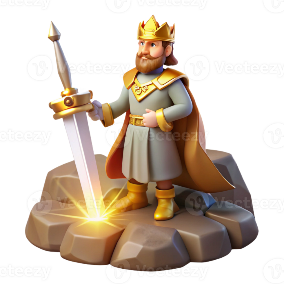 stunning abstract A regal King Arthur drawing Excalibur from the stone, bathed in a divine light. Arthurian mythology, heroic style high quality png