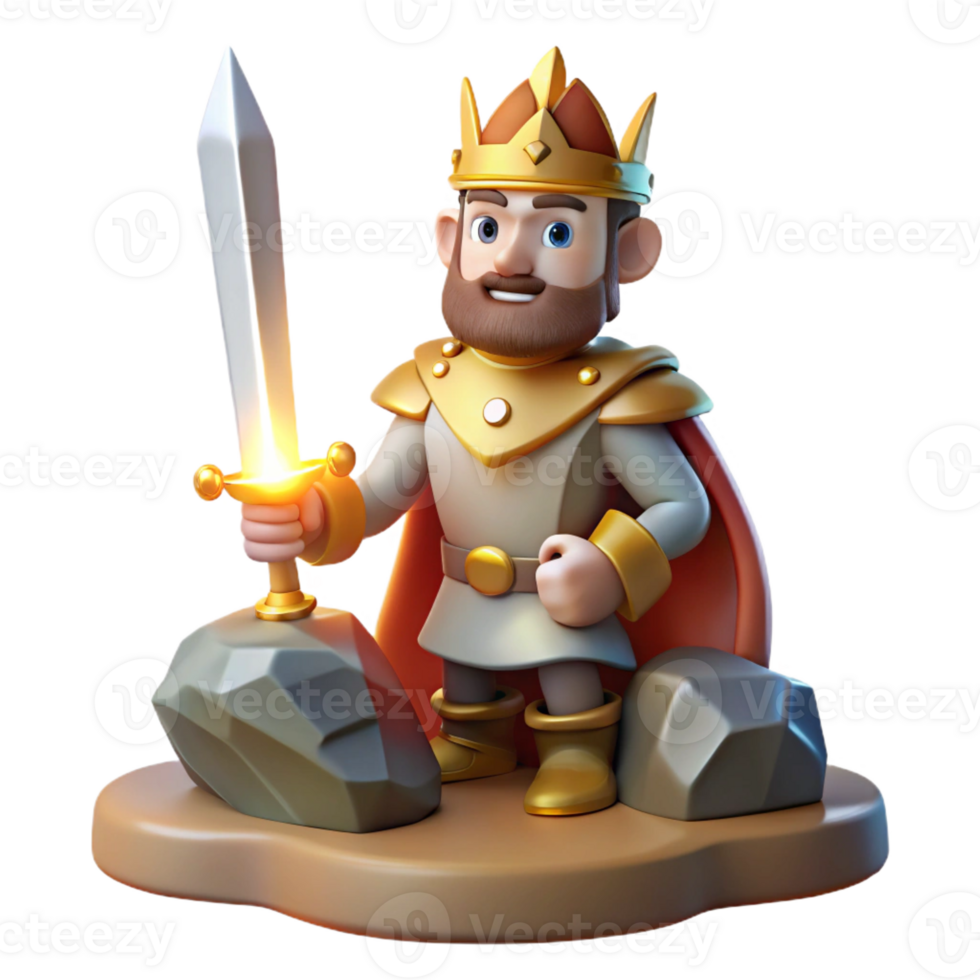 serene abstract A regal King Arthur drawing Excalibur from the stone, bathed in a divine light. Arthurian mythology, heroic style genuine png