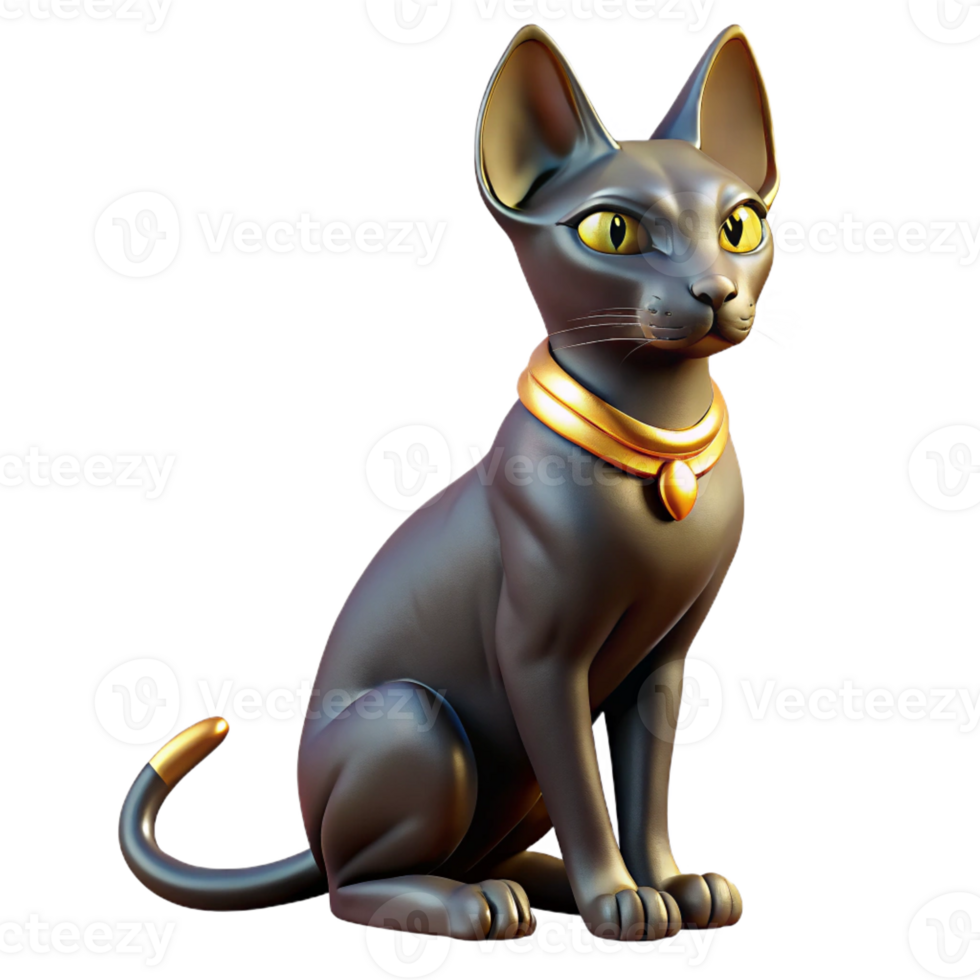 serene abstract A majestic Bastet, depicted as a black cat with golden eyes, basking in the sunlight. Egyptian mythology, realistic cat features, warm lighting professional png