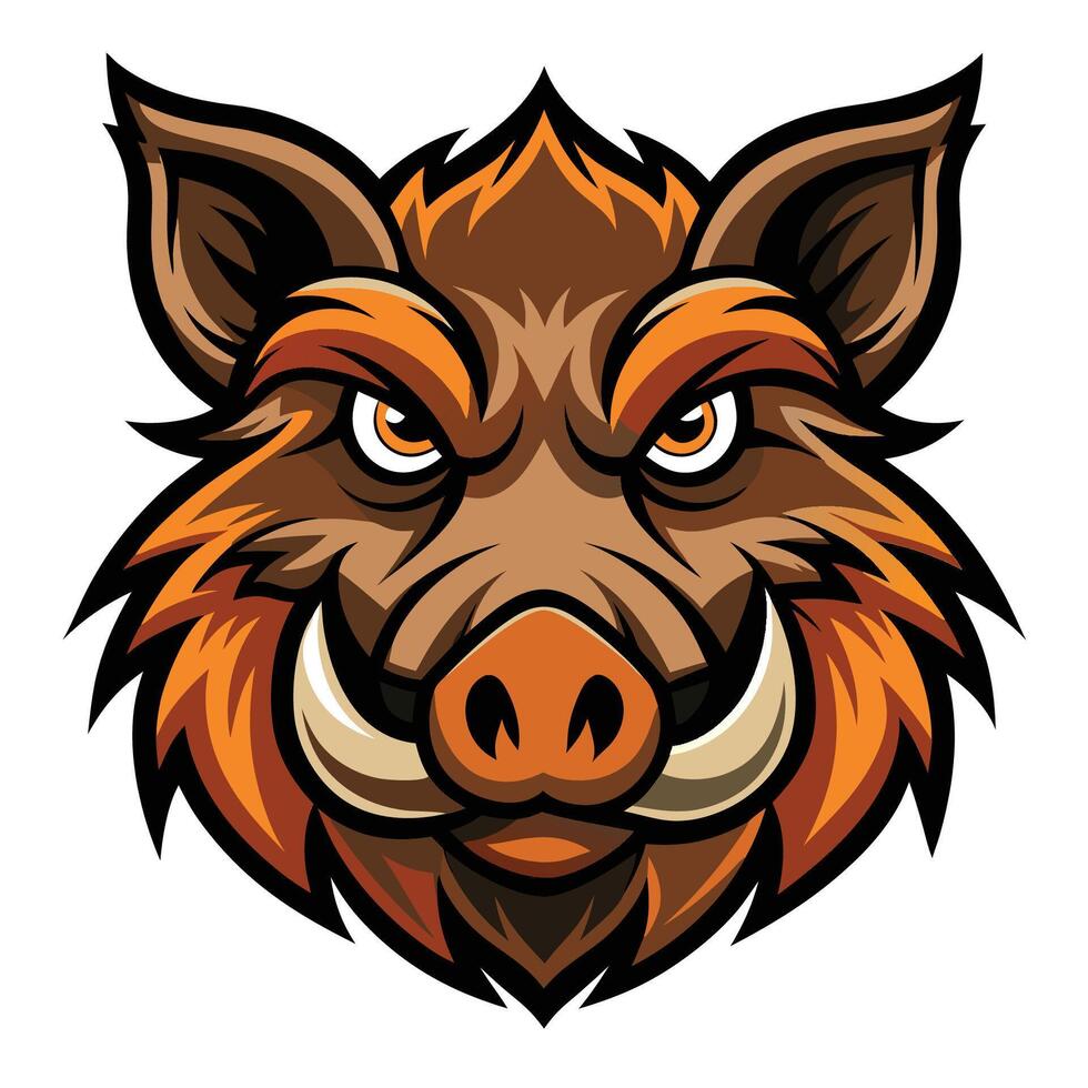 Menacing Wild Hog Boar Pig Animal with Fierce Expression as a Mascot vector