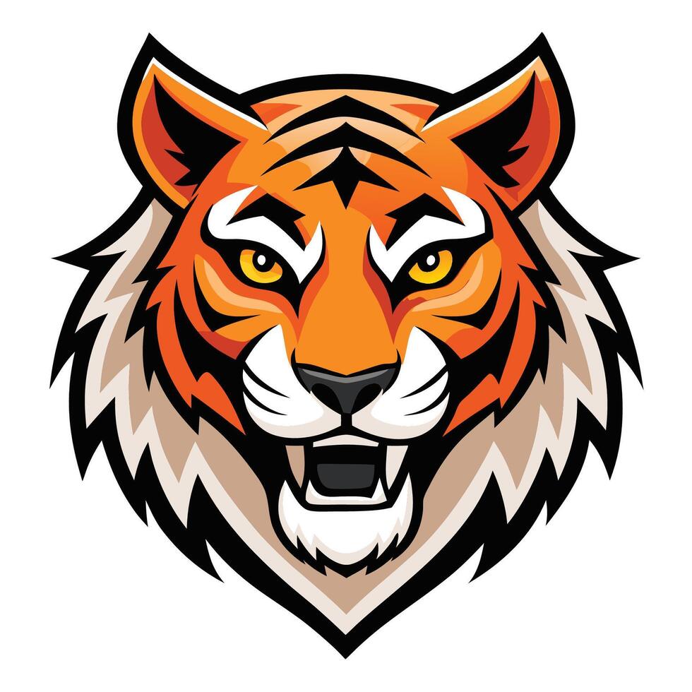 Majestic Tiger Mascot with Fierce Eyes and a Menacing Expression vector