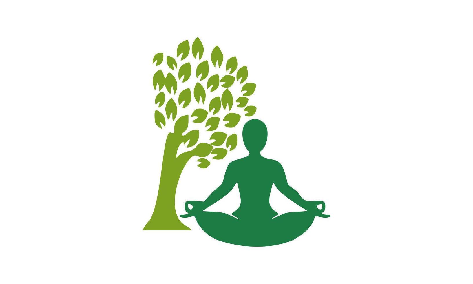 Yoga Meditation Under The Tree vector