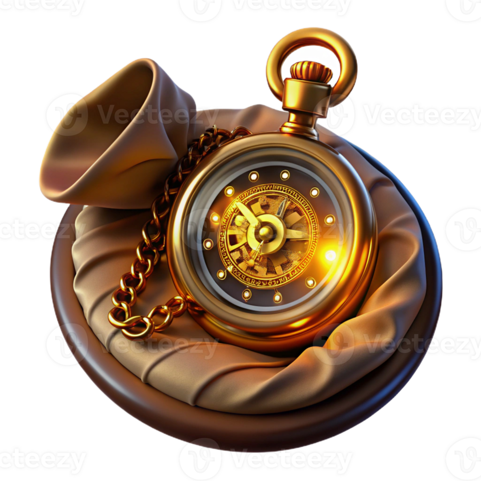 extraordinary abstract A steampunk pocket watch, with intricate gears and glowing Roman numerals, lying on a velvet cloth, lit by a single light source, in a macro photography style original png