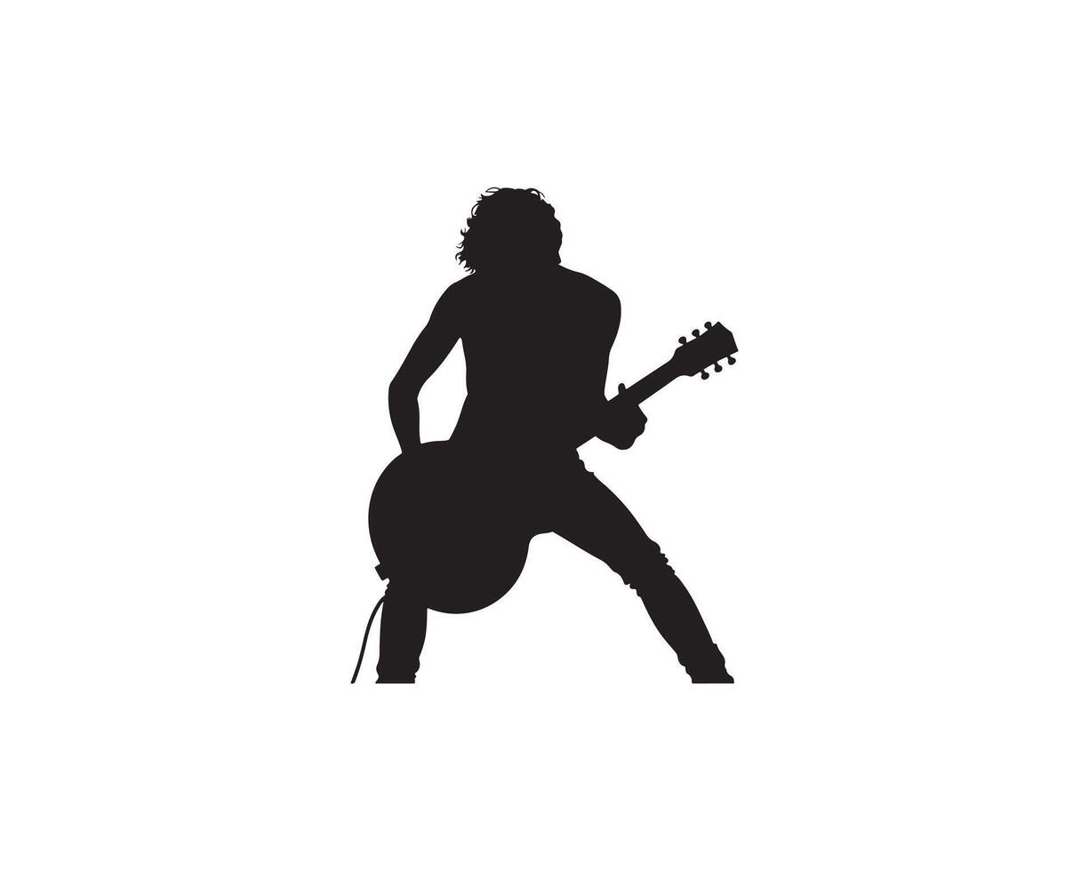 Musician Silhouette with Guitar Live Performance vector