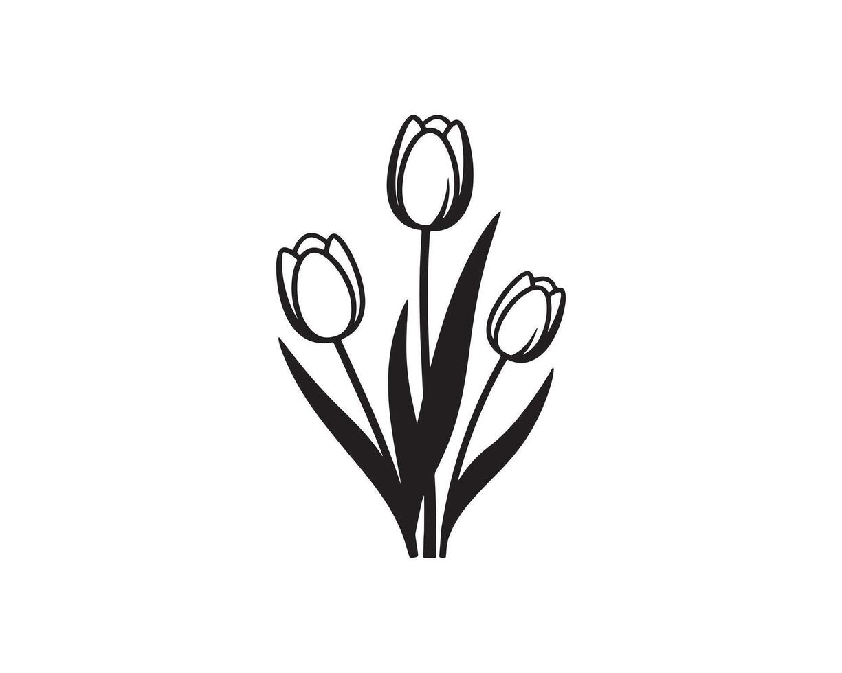 Spring Bloom Tulip Flowers Silhouette Design vector