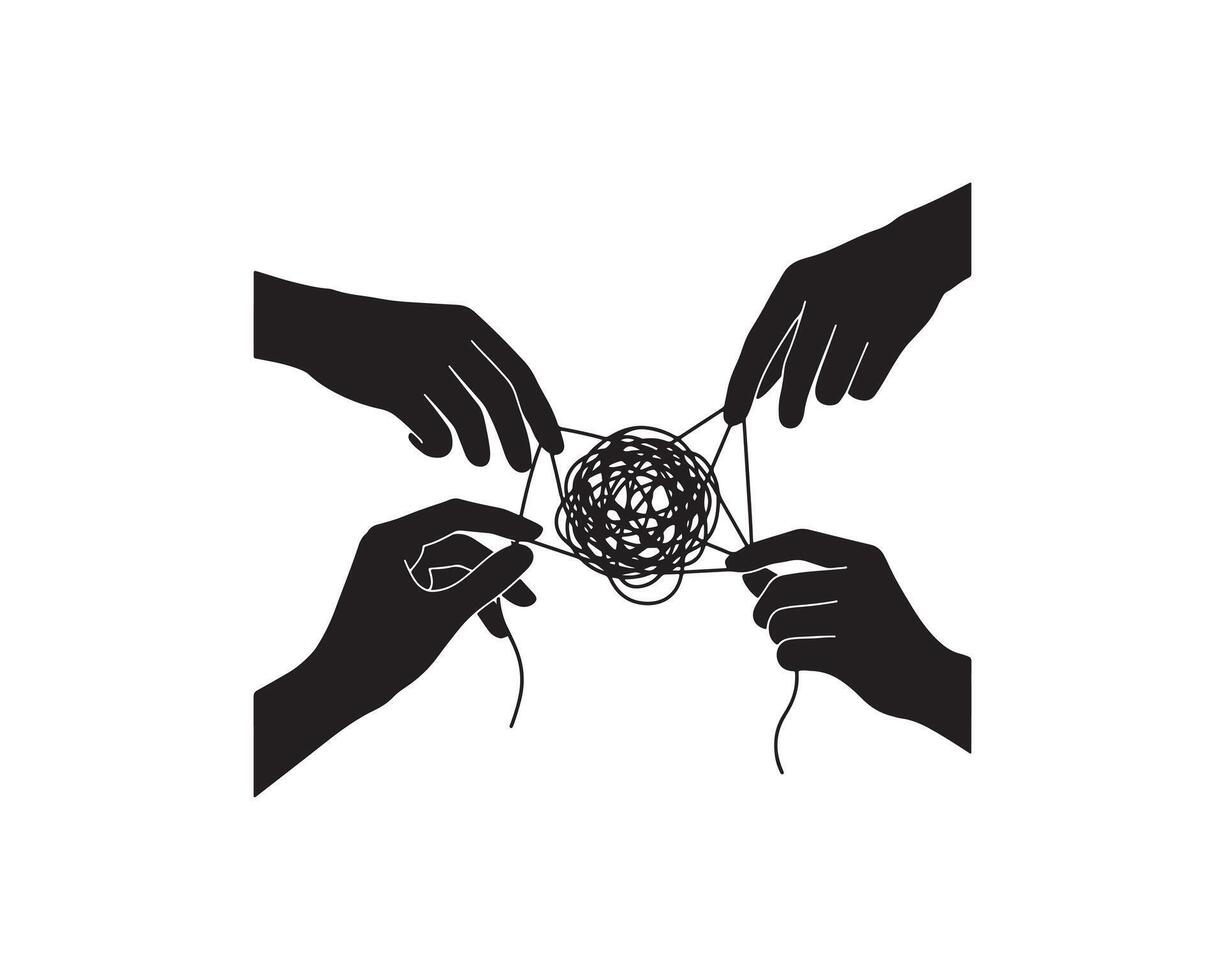Creative Silhouette Art of Problem Solving and Cooperation vector