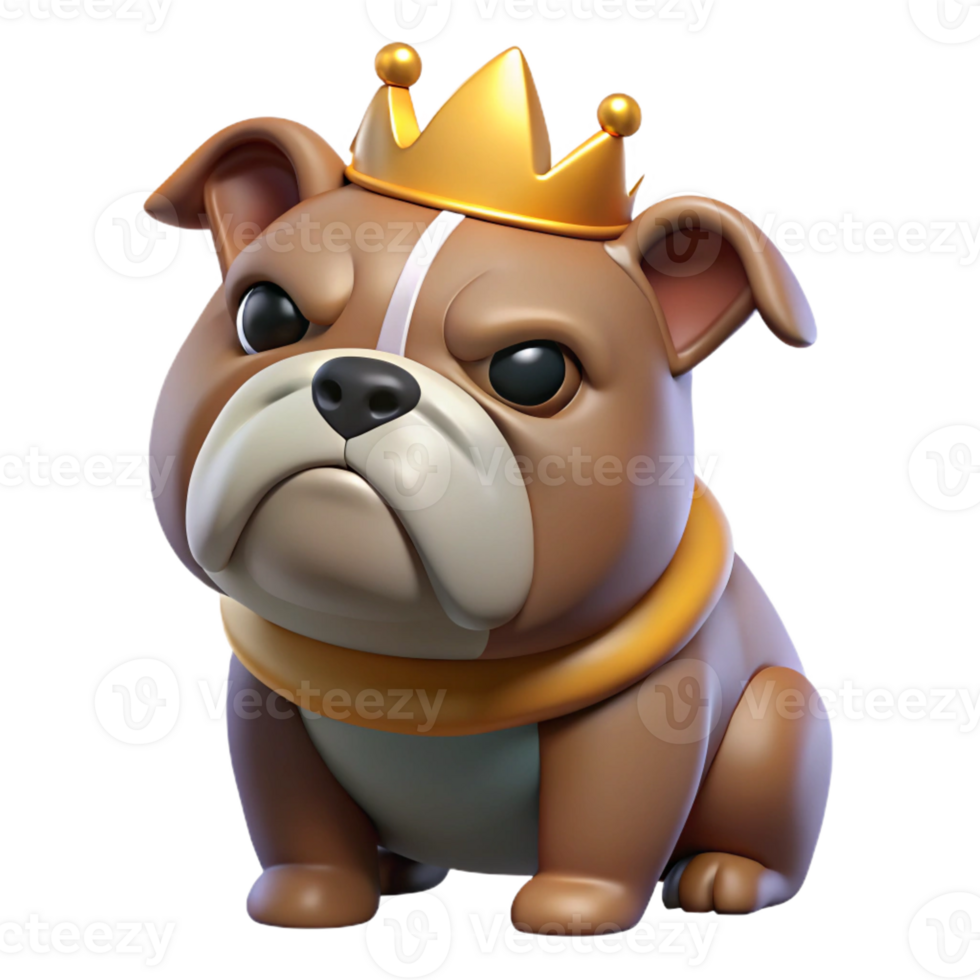beautiful abstract A grumpy-looking bulldog wearing a crown, humorous and anthropomorphic, pop art style authentic png