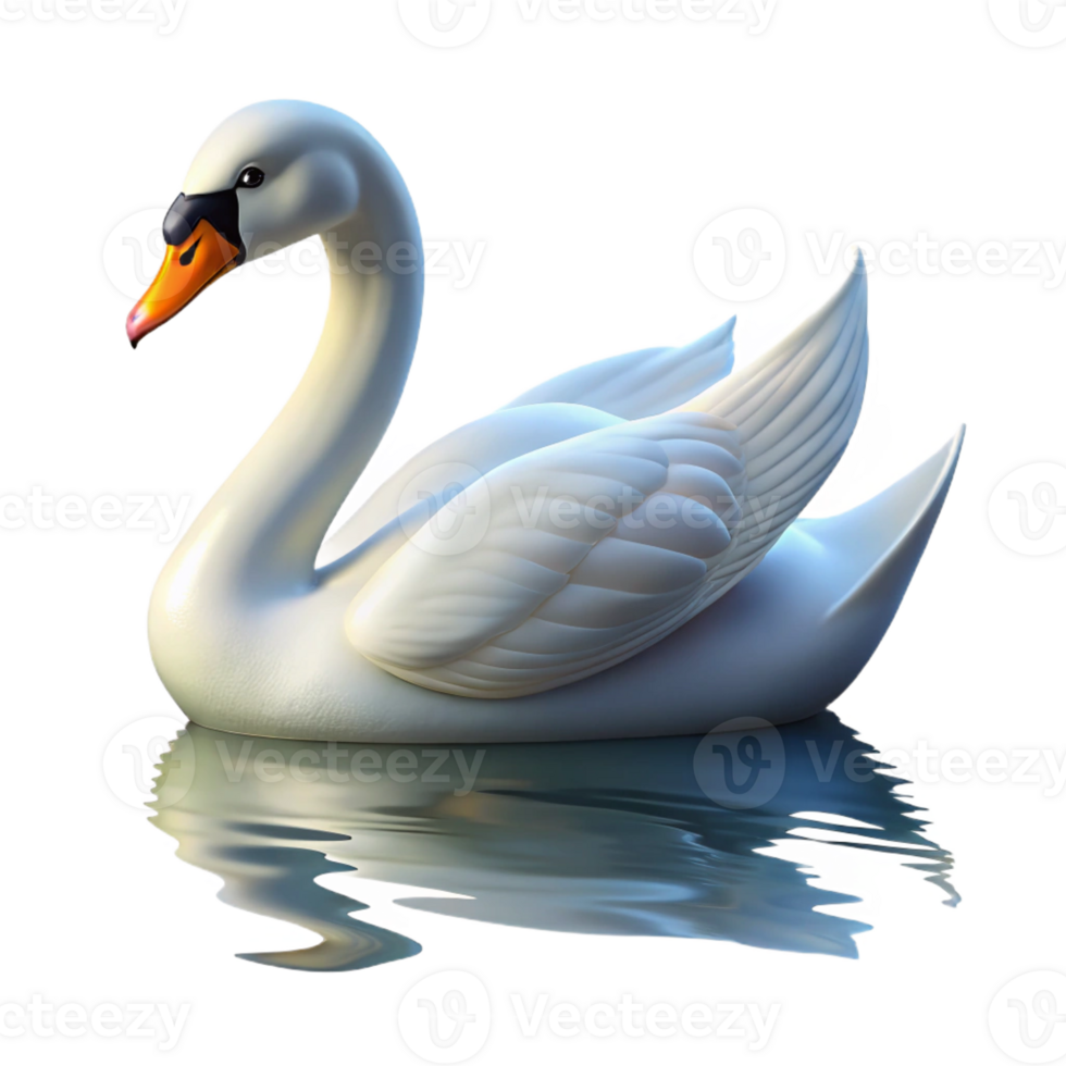 dramatic minimalist A graceful swan gliding across a calm lake, serene and elegant, impressionist style genuine png