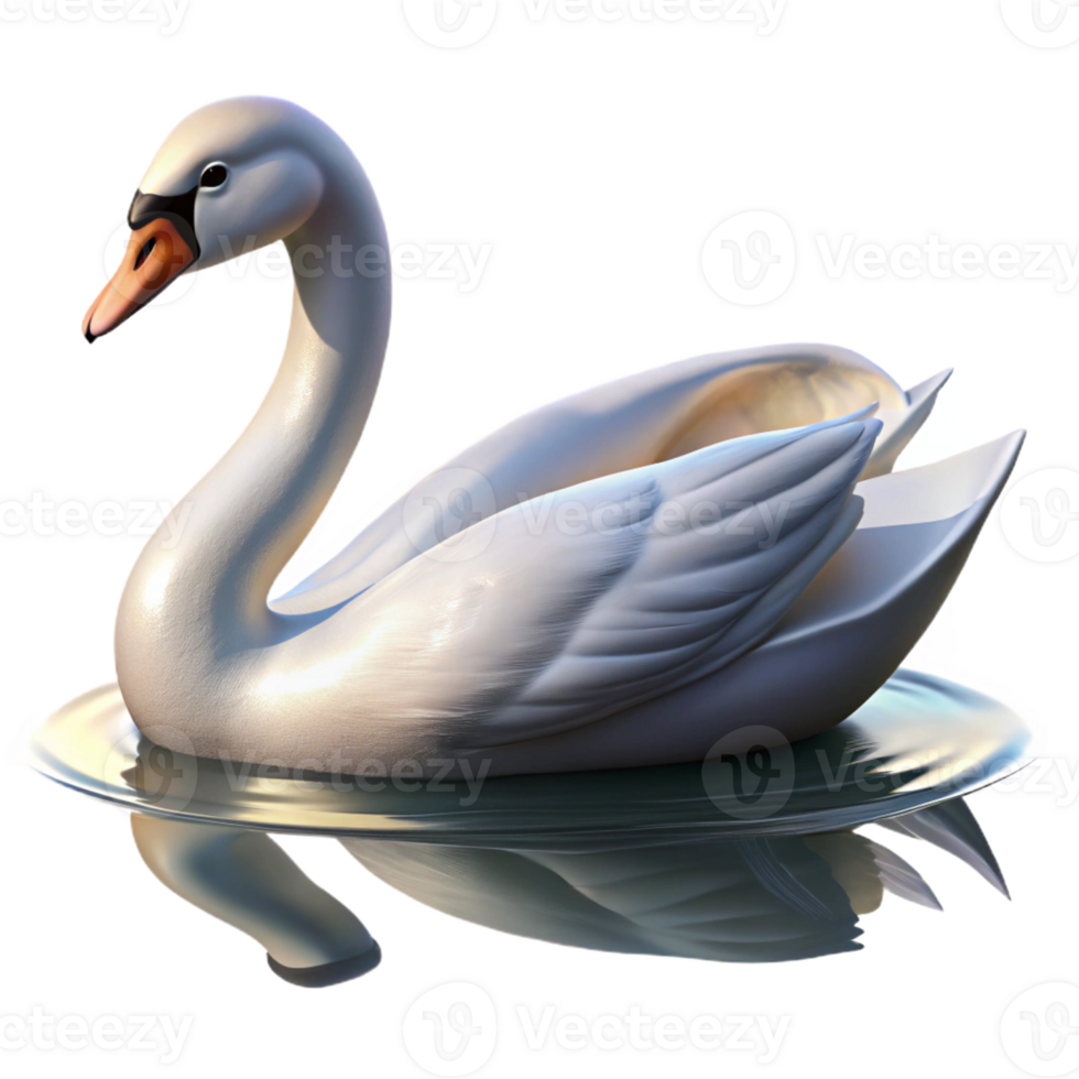 impressive traditional A graceful swan gliding across a calm lake, serene and elegant, impressionist style detailed png