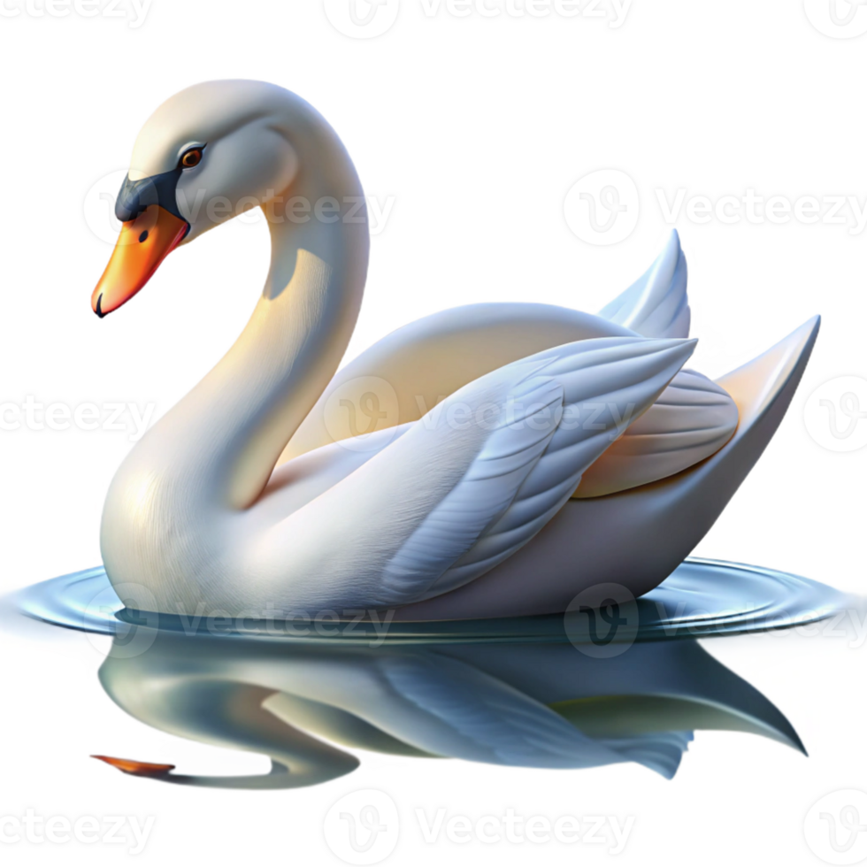 elegant creative A graceful swan gliding across a calm lake, serene and elegant, impressionist style genuine png
