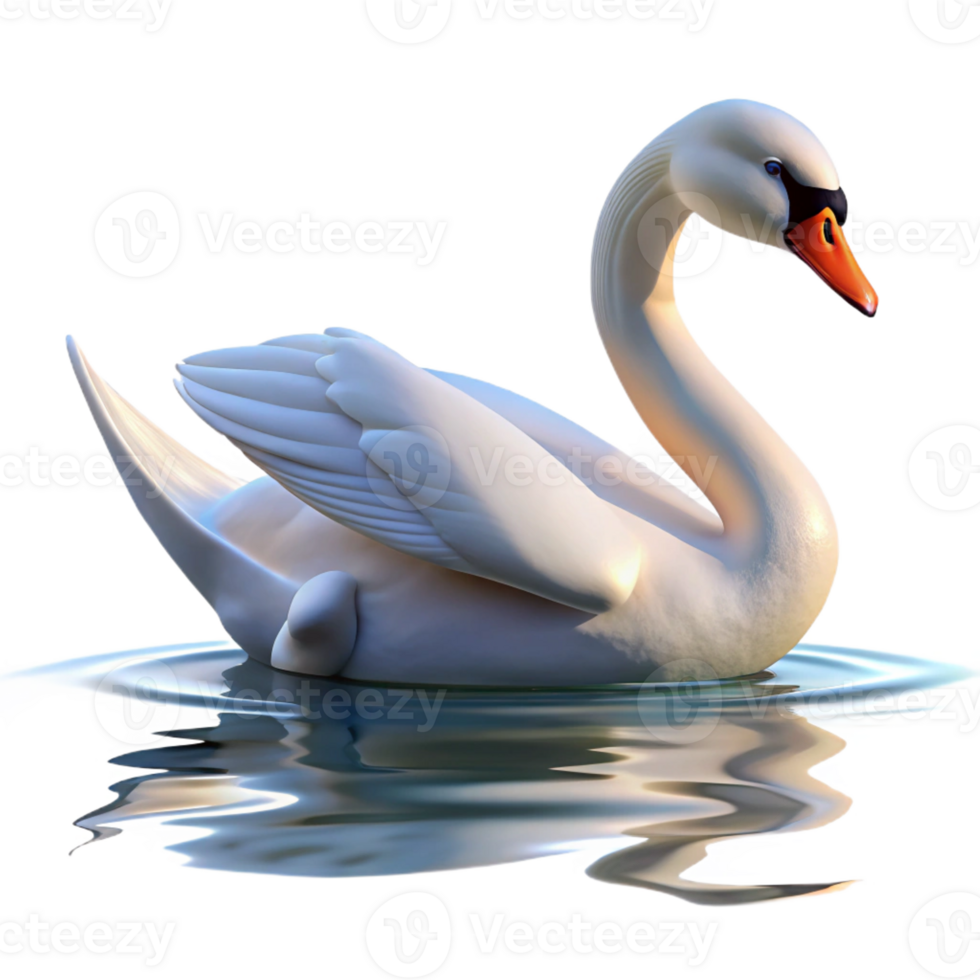 impressive modern A graceful swan gliding across a calm lake, serene and elegant, impressionist style genuine png