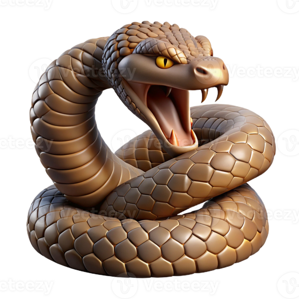 stunning creative A coiled rattlesnake ready to strike, intense and dramatic, hyperrealistic style premium png