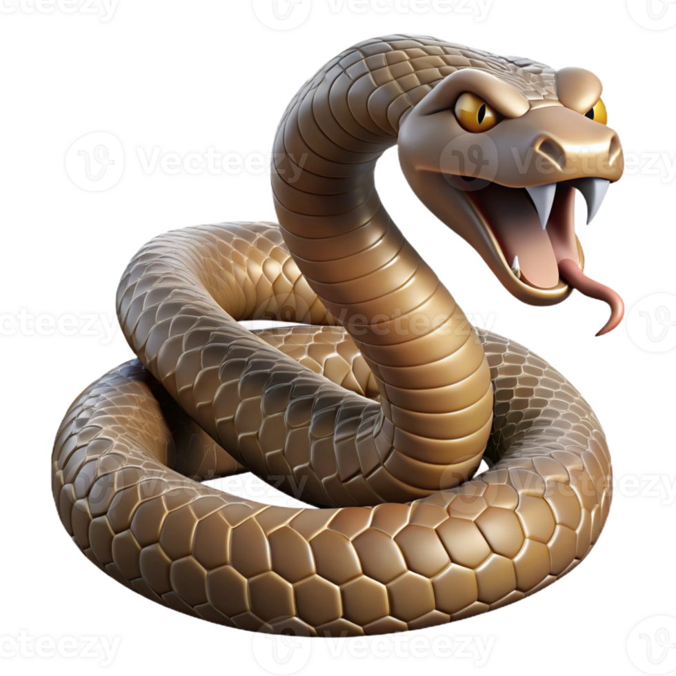 magnificent artistic A coiled rattlesnake ready to strike, intense and dramatic, hyperrealistic style exclusive png