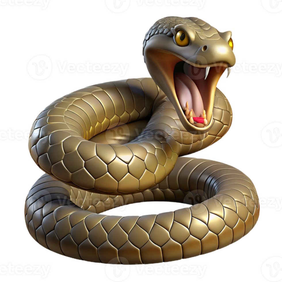 impressive traditional A coiled rattlesnake ready to strike, intense and dramatic, hyperrealistic style premium png