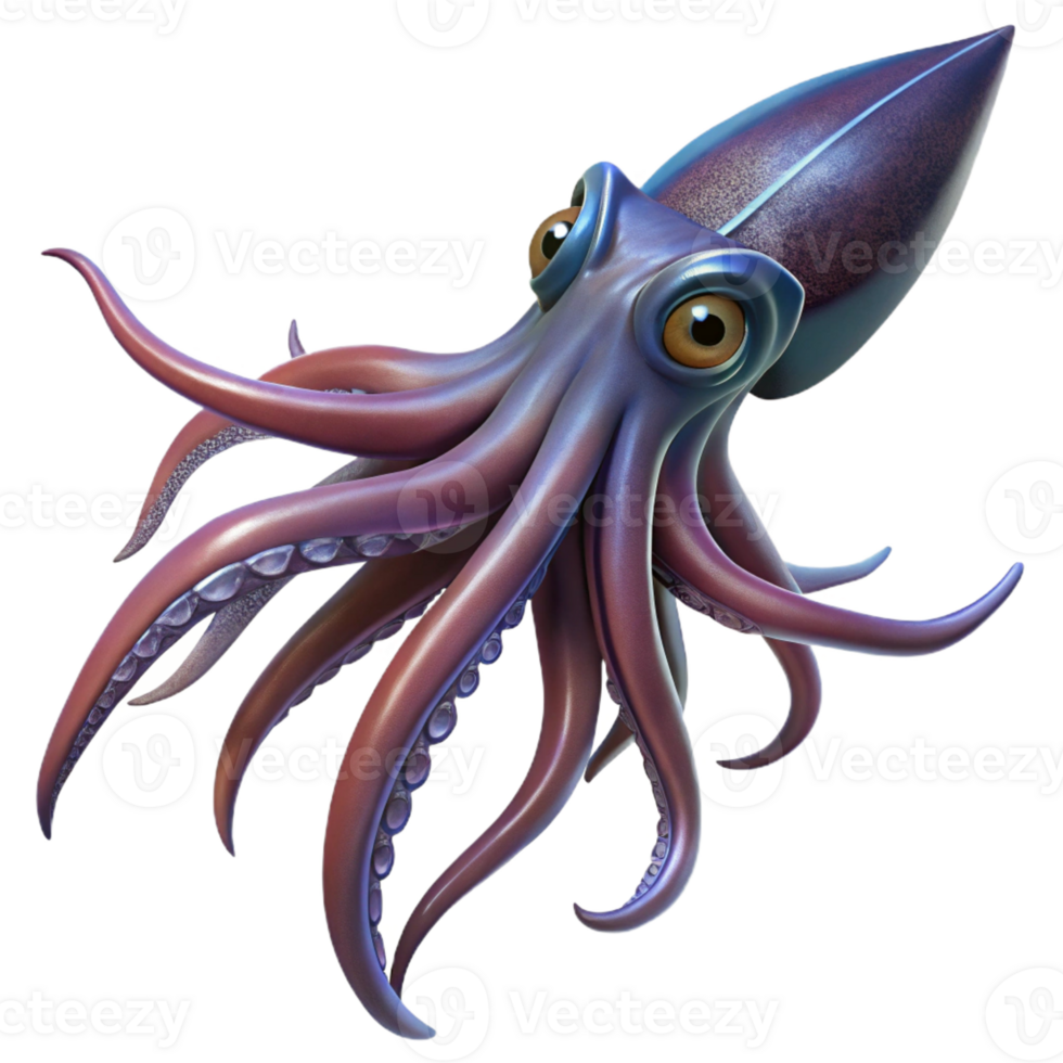 vibrant creative A giant squid swimming in the deep ocean, mysterious and otherworldly, fantasy art style 4K png
