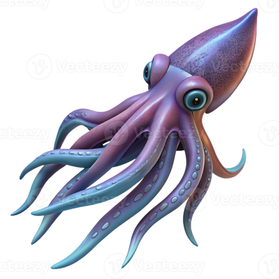 wonderful traditional A giant squid swimming in the deep ocean, mysterious and otherworldly, fantasy art style genuine png