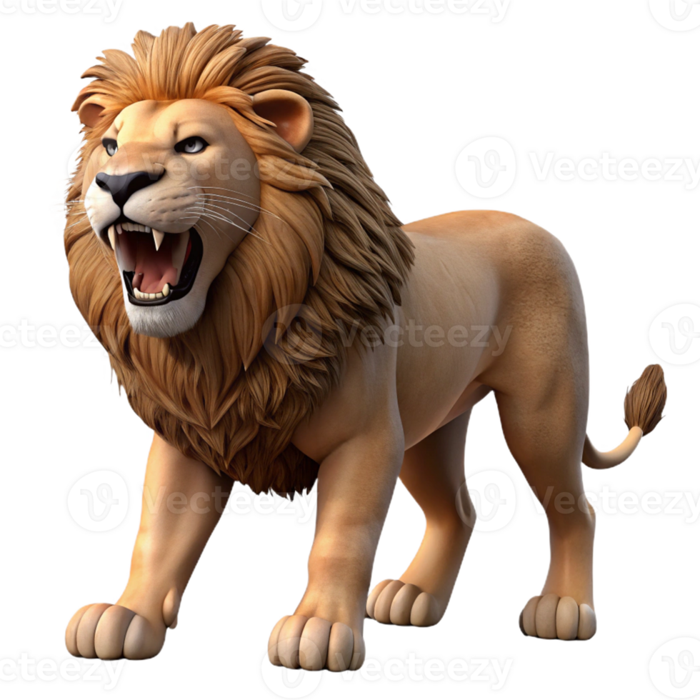 beautiful traditional A majestic lion roaring in the African savanna, powerful and regal, realistic wildlife photography style 4K png