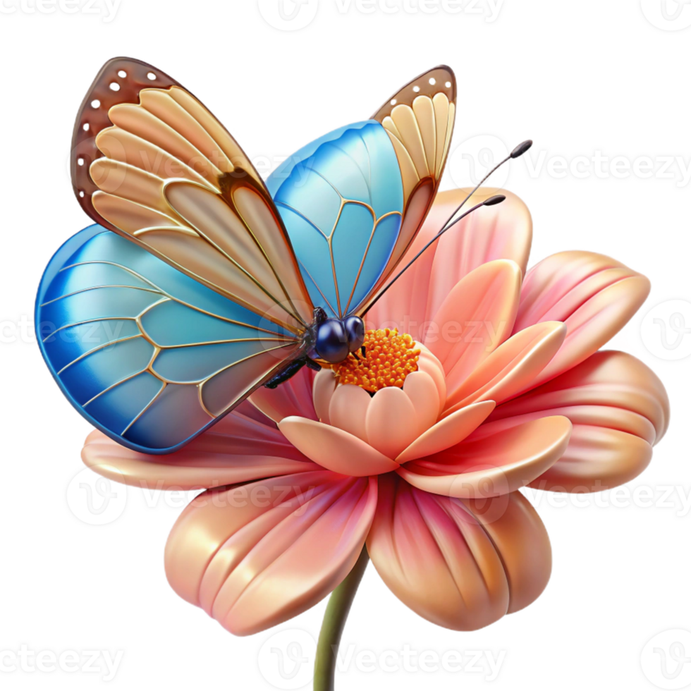 impressive artistic A delicate butterfly perched on a flower, intricate details and vibrant colors, macro photography style premium png