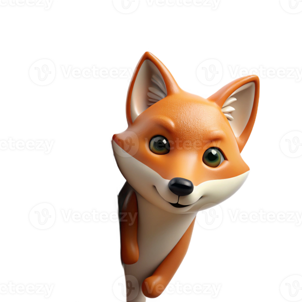 dramatic creative A sneaky fox peering out from behind a tree, cunning and intelligent, realistic wildlife photography style original png