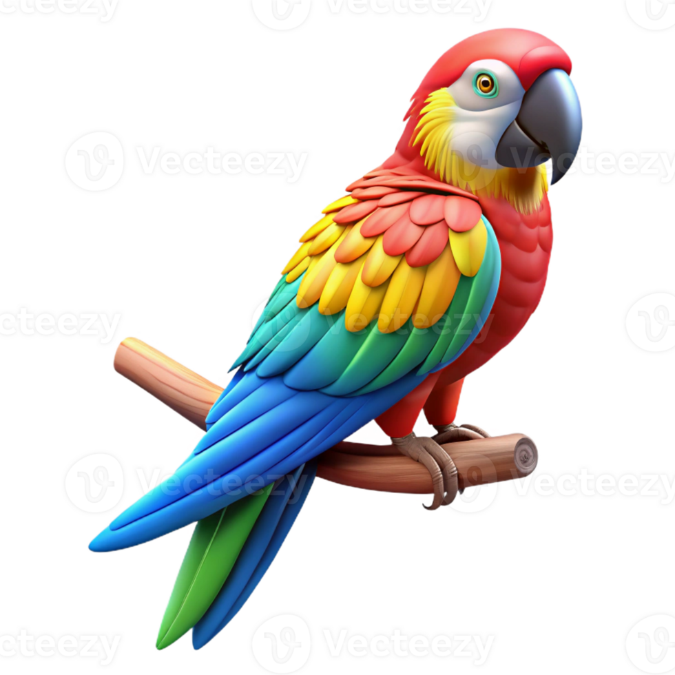 vibrant abstract A colorful macaw perched on a branch, vibrant plumage, pop art style premium png