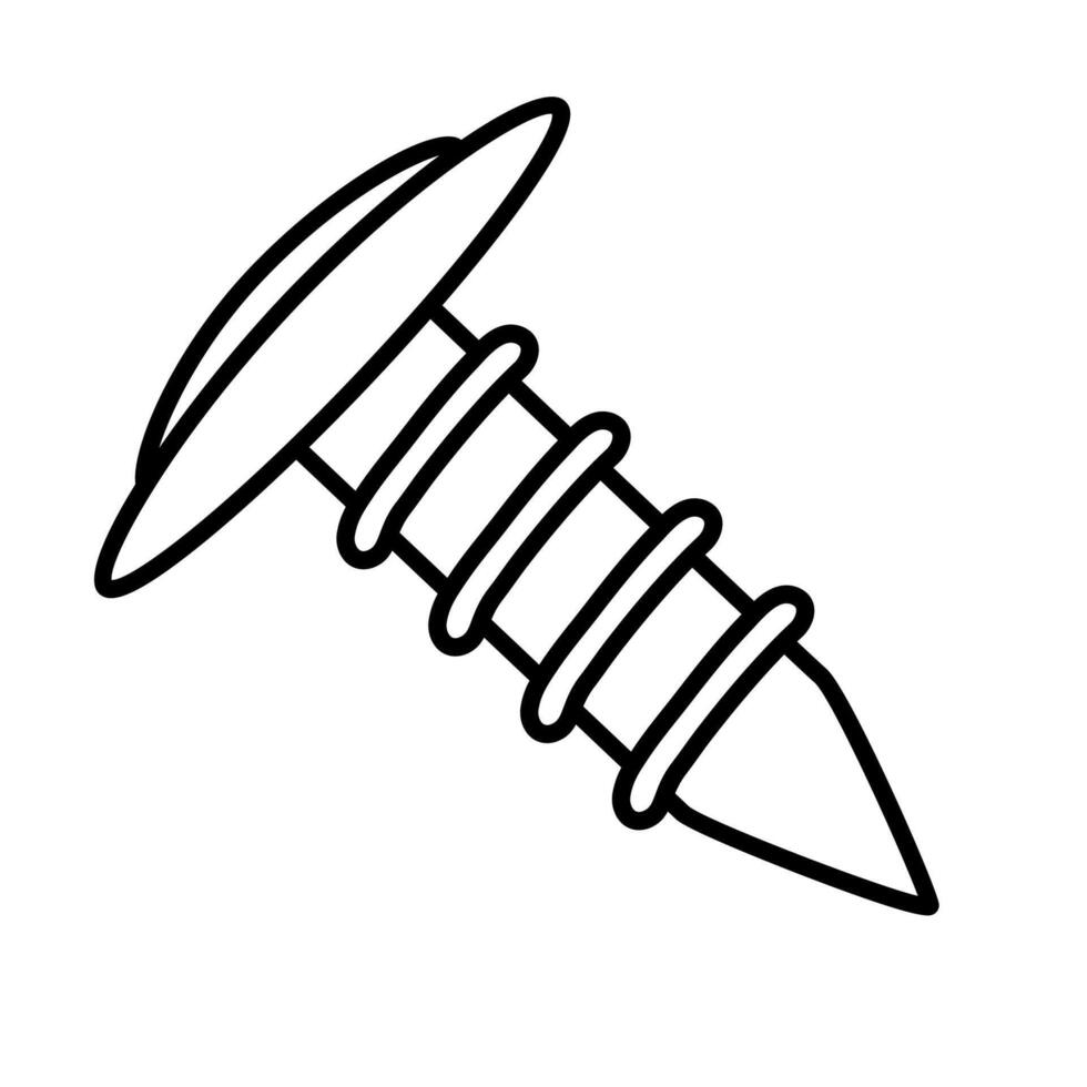 Screw hand drawn doodle illustration, black outline vector