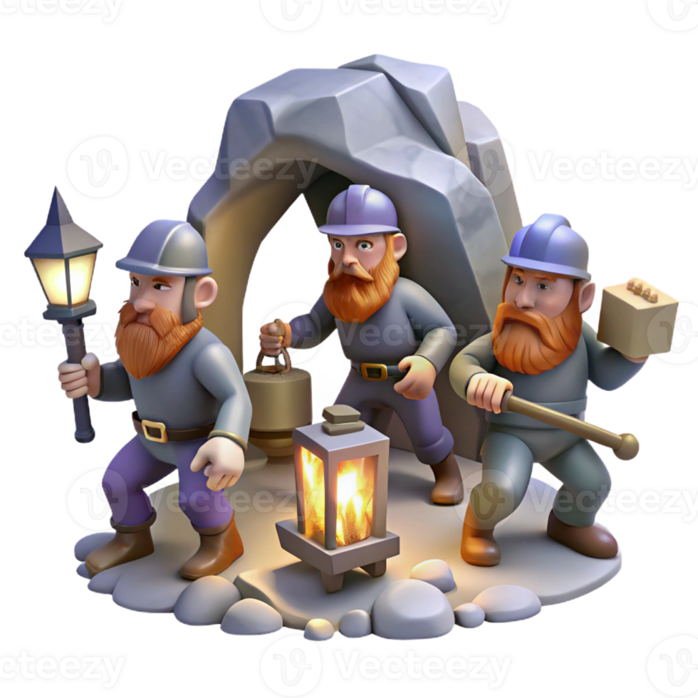 extraordinary abstract A Group of Dwarves Mining for Gems in a original png