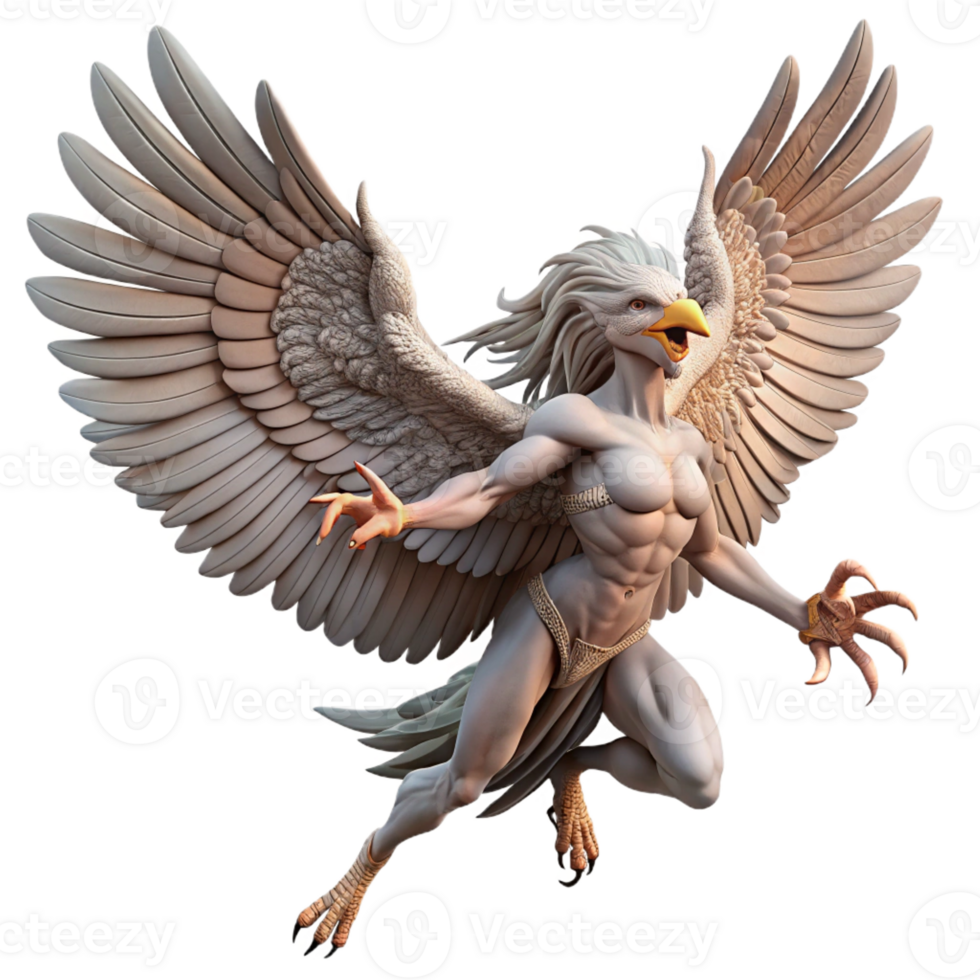 wonderful rustic A Fierce Harpy with the Body of a Bird 4K png