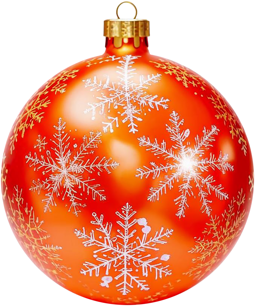 Orange glass ball with snowflake patterns png