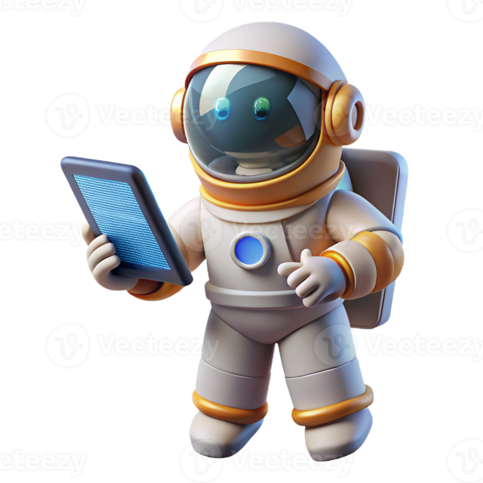 impressive modern A lone astronaut floating in space, holding a transparent tablet displaying complex equations, sunlight glinting off the visor, rendered in a photorealistic style professional png