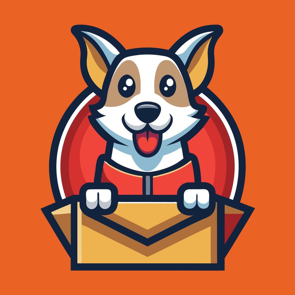 Geometric Dog Mascot Design with Boxy Minimalist Style vector