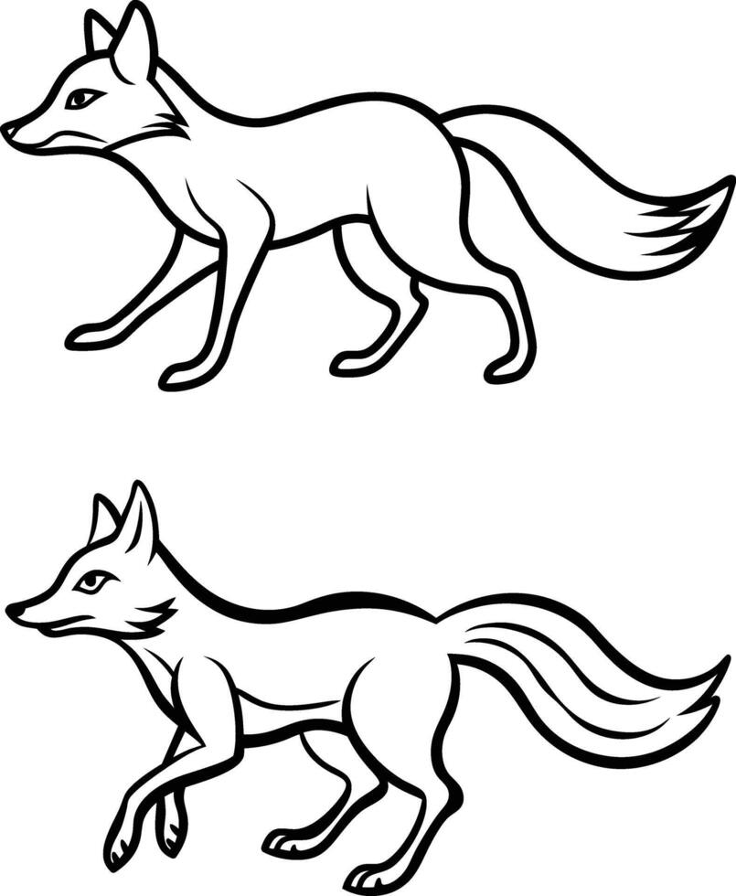 A beautiful fox line art collection. vector