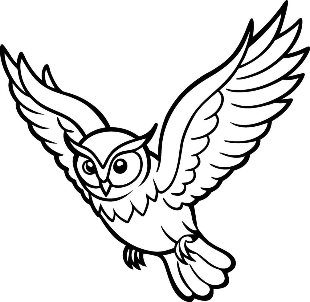Cute Cartoon Owl Drawing. vector