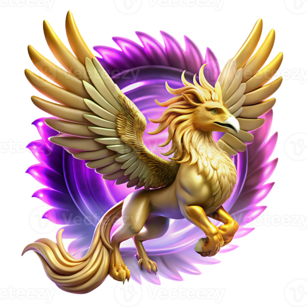 impressive contemporary A Majestic Griffin with Golden Feathers high quality png