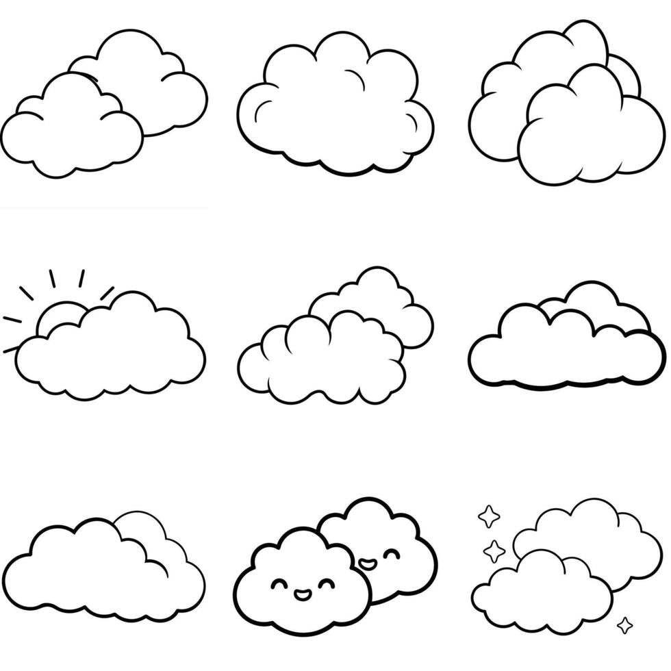 Thin Line Cloud Icons Illustration Pack vector